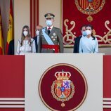 Los Reyes Felipe y Letizia y la Infanta Sofía en el Desfile Militar del Día de la Hispanidad 2021