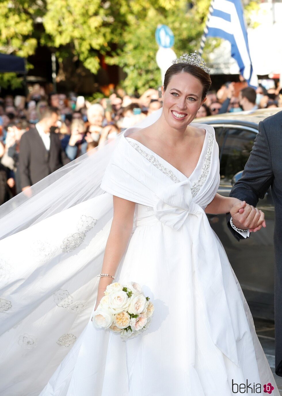 Nina Flohr en su boda con Felipe de Grecia