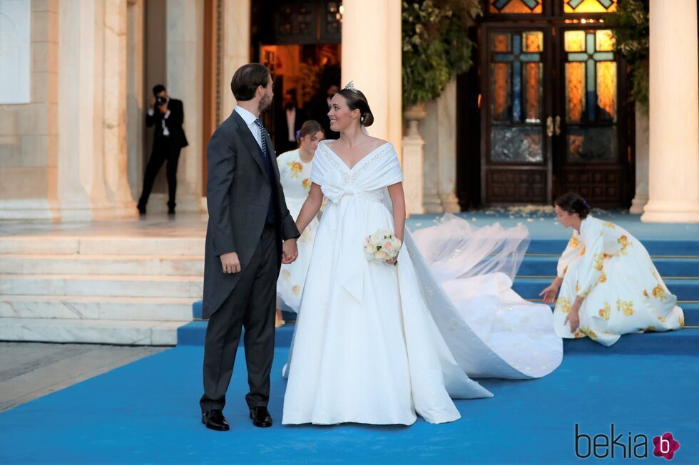 Felipe de Grecia y Nina Flohr en su boda junto a Anne-Marie Morales y Amelia Morales