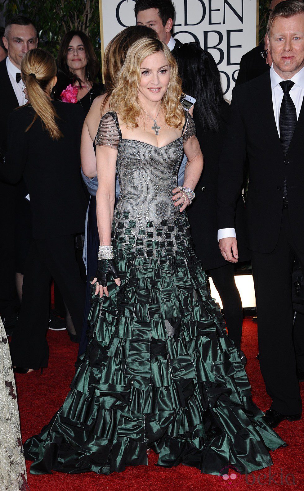 Madonna en la alfombra roja de los Globos de Oro 2012