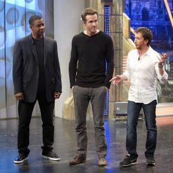 Denzel Washington, Ryan Reynolds y Pablo Motos en 'El Hormiguero'
