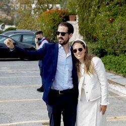 Felipe de Grecia y Nina Flohr en el almuerzo posterior a su boda