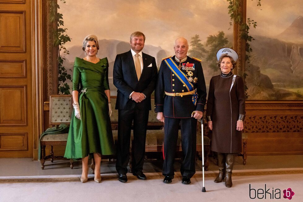 Guillermo Alejandro y Máxima de Holanda y Harald y Sonia de Noruega en la Visita de Estado de los Reyes de Holanda a Noruega