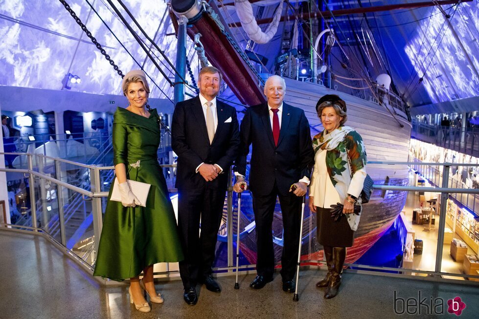 Guillermo Alejandro y Máxima de Holanda y Harald y Sonia de Noruega en el Fram Museum de Oslo