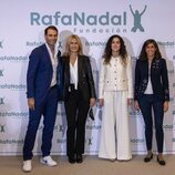 Rafa Nadal con su madre, su mujer y Eunate Gómez en la presentación de los nuevos proyectos de su Fundación