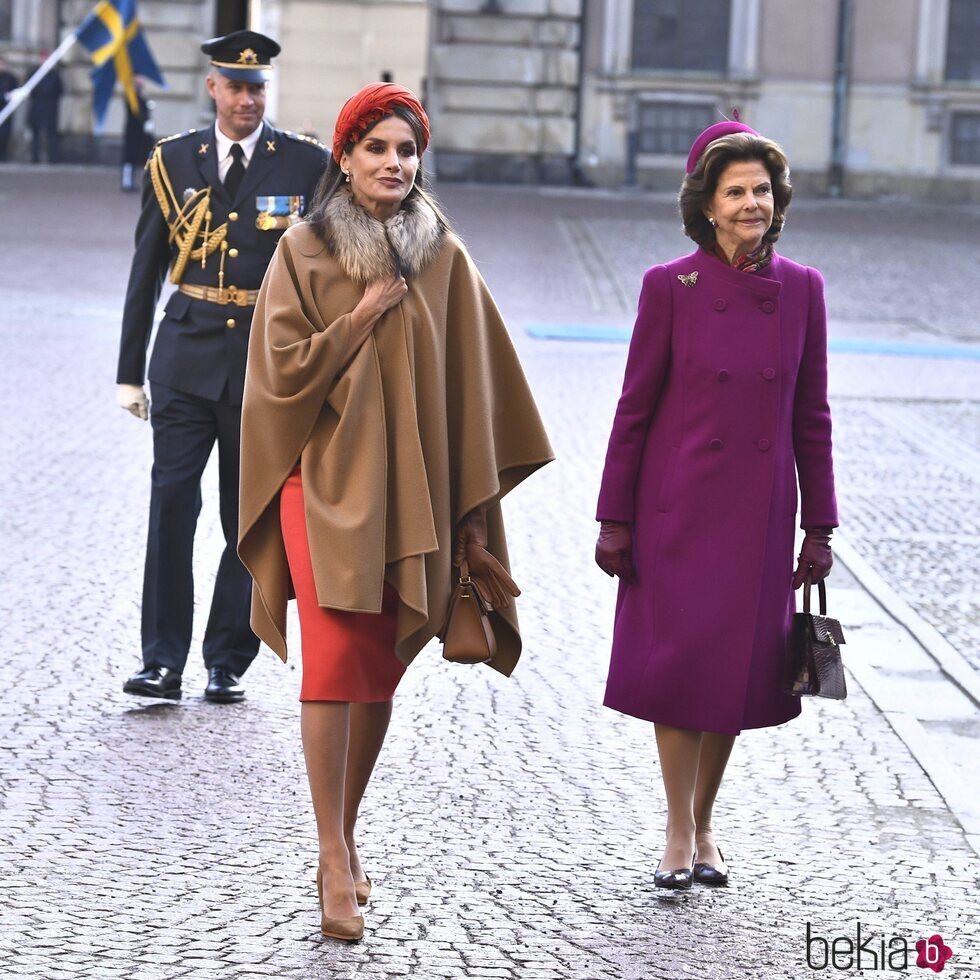 La Reina Letizia y Silvia de Suecia en el Palacio Real de Estocolmo en la Visita de Estado de los Reyes de España a Suecia