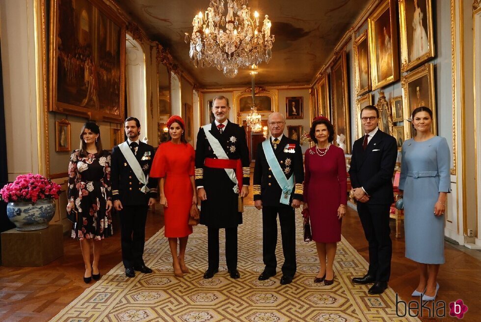 La Familia Real Sueca y los Reyes Felipe y Letizia en el Palacio Real en la Visita de Estado de los Reyes de España a Suecia