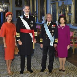Los Reyes Felipe y Letizia y los Reyes de Suecia en el Palacio Real de Estocolmo por la Visita de Estado de los Reyes de España a Suecia