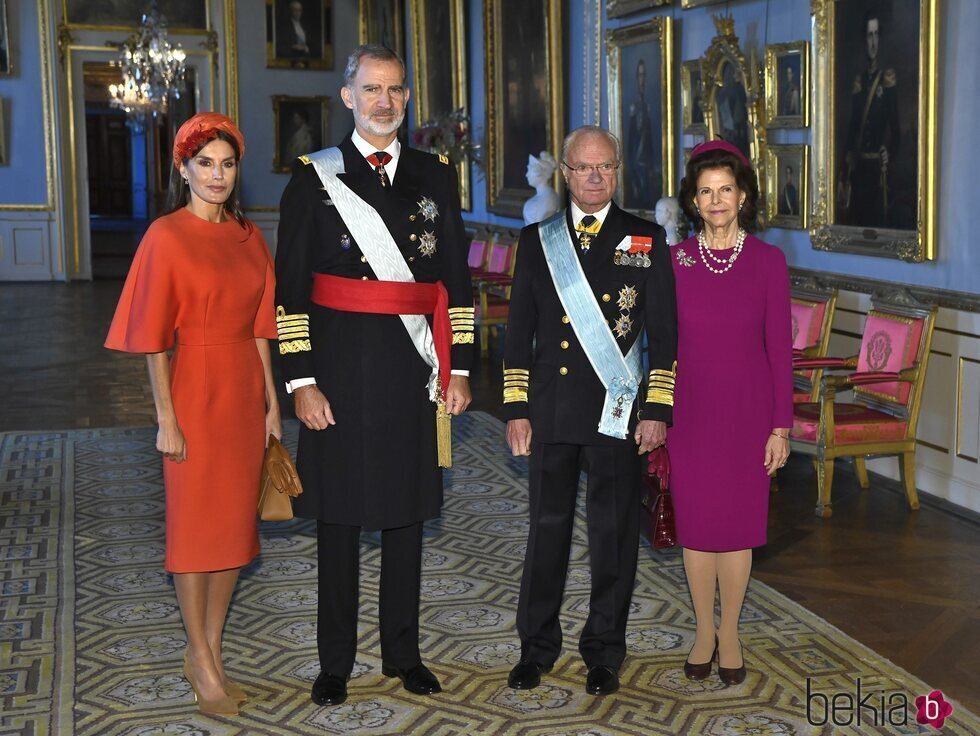Los Reyes Felipe y Letizia y los Reyes de Suecia en el Palacio Real de Estocolmo por la Visita de Estado de los Reyes de España a Suecia