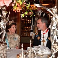 Silvia de Suecia y el Rey Felipe en la cena de gala por la Visita de Estado de los Reyes de España a Suecia