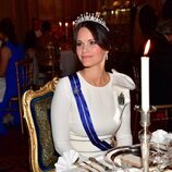 Sofia de Suecia con su tiara nupcial en la cena de gala por la Visita de Estado de los Reyes de España a Suecia