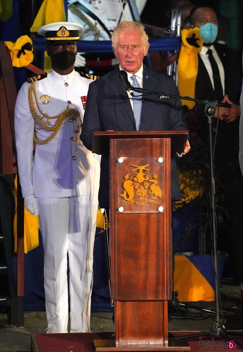 El Príncipe Carlos durante su discurso en la ceremonia en la que Barbados se convirtió en una república