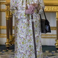 La Reina Isabel con bastón en una exposición de porcelana en Windsor Castle