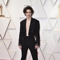 Timothee Chalamet en la alfombra roja de los Premios Oscar 2022