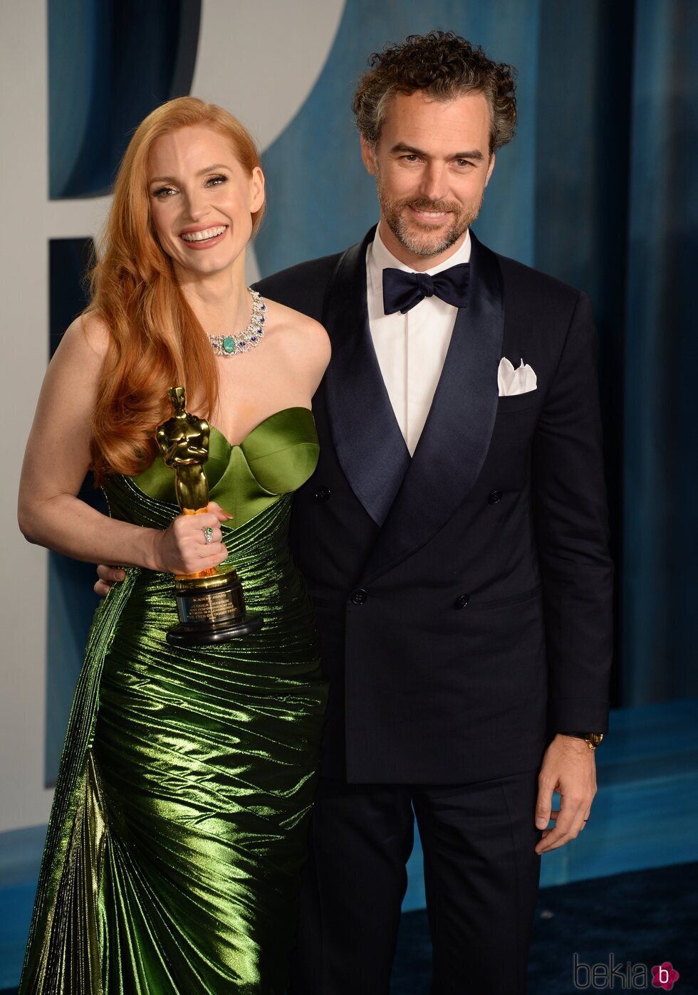 Jessica Chastain y Gian Luca Passi en la fiesta de Vanity Fair tras los Premios Oscar 2022
