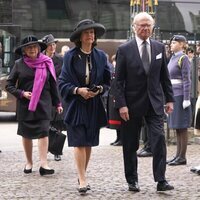 Carlos Gustavo y Silvia de Suecia, Cristina de Suecia y Margarita de Dinamarca en el homenaje al Duque de Edimburgo