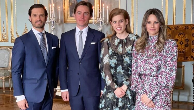 Carlos Felipe de Suecia, Edoardo Mapelli Mozzi, Beatriz de York y Sofia de Suecia en la Asamblea Mundial de la Dislexia en el Palacio Real de Estocolmo