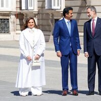 Los Reyes Felipe y Letizia y el Emir y la Jequesa de Catar en la ceremonia de bienvenida por la Visita de Estado del Emir y la Jequesa de Catar