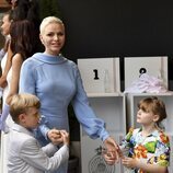 Charlene de Mónaco y sus hijos Jacques y Gabriella en el Gran Premio de F1 de Mónaco 2022