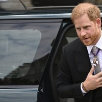 El Príncipe Harry a su llegada al Servicio de Acción de Gracias por el Jubileo de Platino