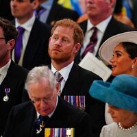 El Príncipe Harry y Meghan Markle durante el Servicio de Acción de Gracias por el Jubileo de Platino
