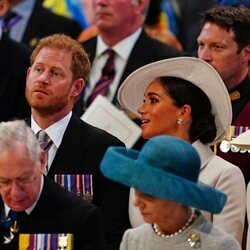El Príncipe Harry y Meghan Markle durante el Servicio de Acción de Gracias por el Jubileo de Platino