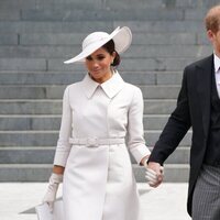 El Príncipe Harry y Meghan Markle a la salida del Servicio de Acción de Gracias por el Jubileo de Platino