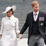 El Príncipe Harry y Meghan Markle a la salida del Servicio de Acción de Gracias por el Jubileo de Platino