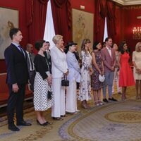 Juraj Rizman, Begoña Gómez, Gauthier Destenay, la Reina Letizia y Brigitte Macron en su visita al Teatro Real por la Cumbre de la OTAN en Madrid