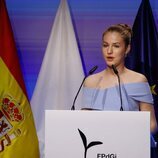 La Princesa Leonor pronunciando un discurso en los Premios Princesa de Girona 2022
