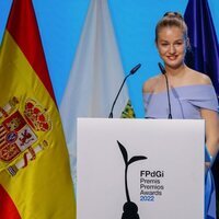 La Princesa Leonor sonríe durante su discurso en los Premios Princesa de Girona 2022