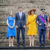 Los Reyes de Bélgica con sus hijos en el Día Nacional de Bélgica 2022