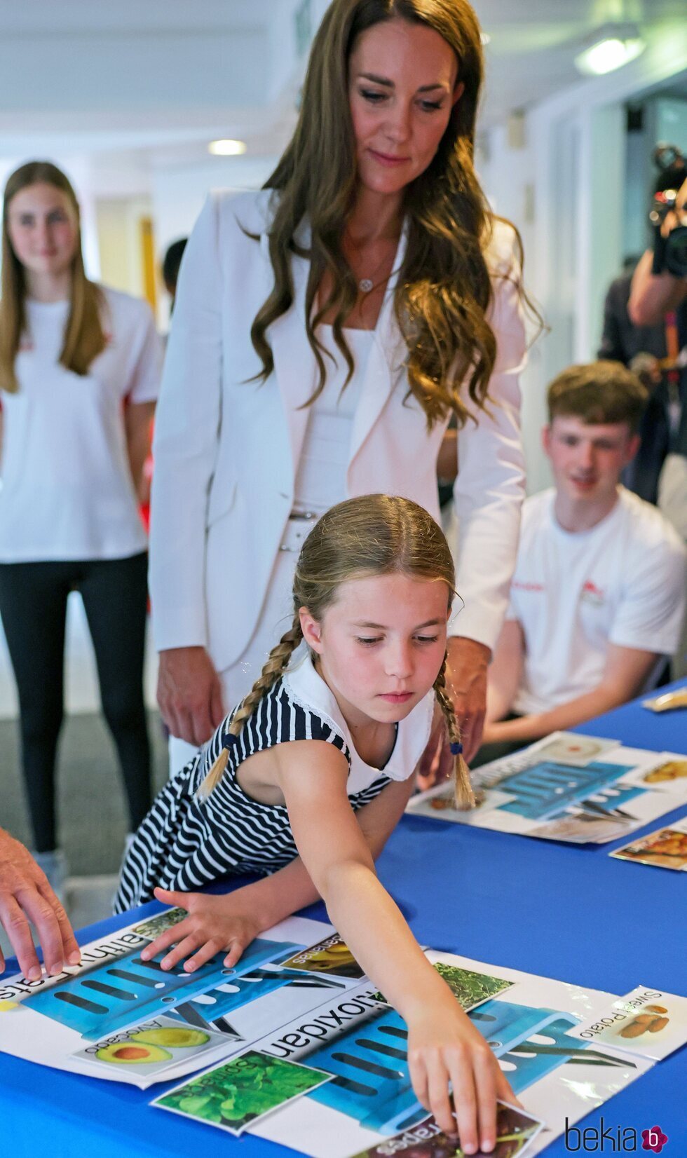 Kate Middleton mirando a la Princesa Charlotte en su visita a SportsAid House