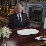 El Rey Carlos III durante su primer discurso tras la muerte de la Reina Isabel