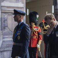 El Príncipe Guillermo y el Príncipe Harry, con gesto triste, en el traslado de Isabel II de Buckingham a Westminster