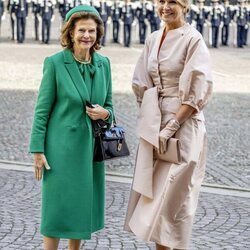 Silvia de Suecia y Máxima de Holanda en la bienvenida a los Reyes de Holanda por su Visita de Estado a Suecia