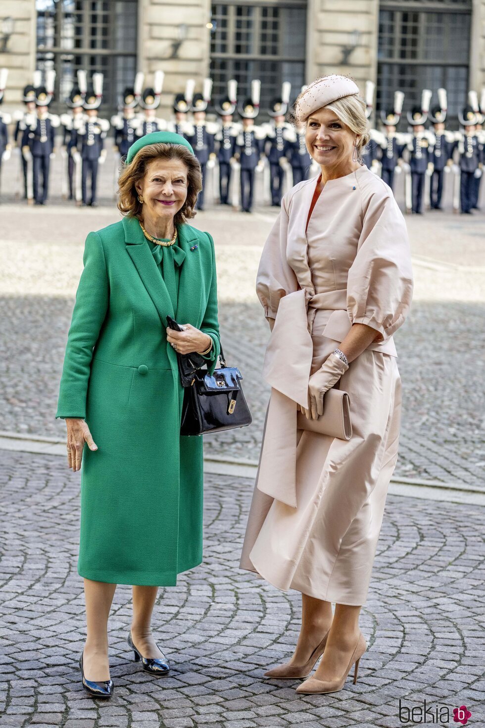 Silvia de Suecia y Máxima de Holanda en la bienvenida a los Reyes de Holanda por su Visita de Estado a Suecia