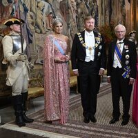 Los Reyes de Holanda, junto con los Reyes de Suecia, en la cena de gala de su Visita de Estado a Suecia