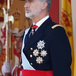 El Rey Felipe VI en el desfile militar por la Fiesta Nacional 2022