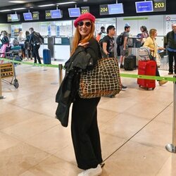 Rosario Mohedano en el aeropuerto antes de irse a Nueva York