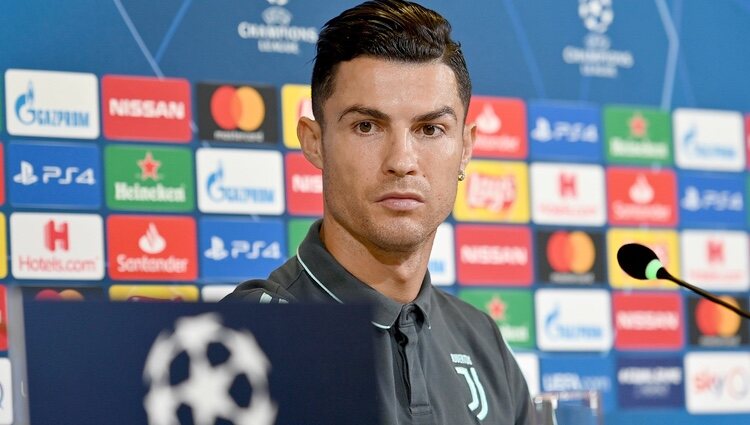 Cristiano Ronaldo en una de sus conferencias ante la prensa