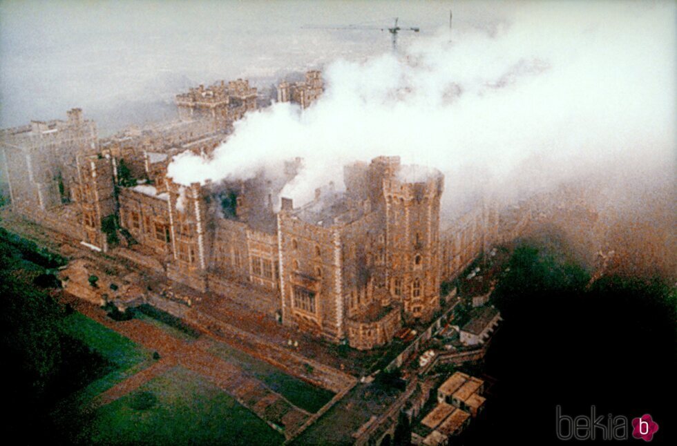 El Castillo de Windsor tras el incendio que sufrió en 1992
