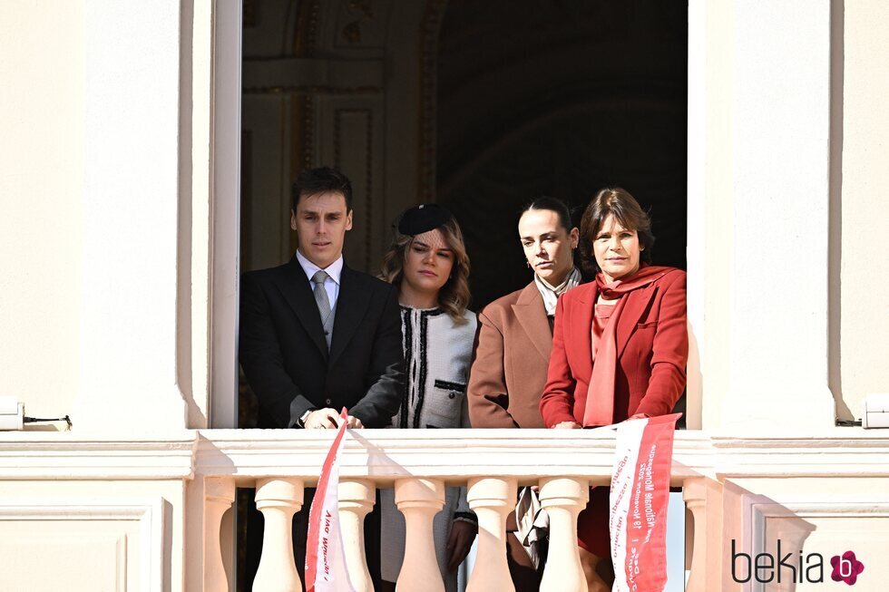 Estefanía de Mónaco y sus hijos Louis Ducruet, Pauline Ducruet y Camille Gottlieb en el Día Nacional de Mónaco 2022
