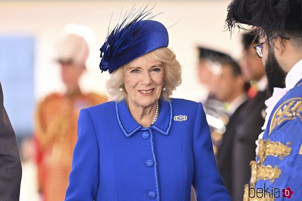 La Reina Camilla en la ceremonia de bienvenida al Presidente de Sudáfrica por su Visita de Estado a Reino Unido