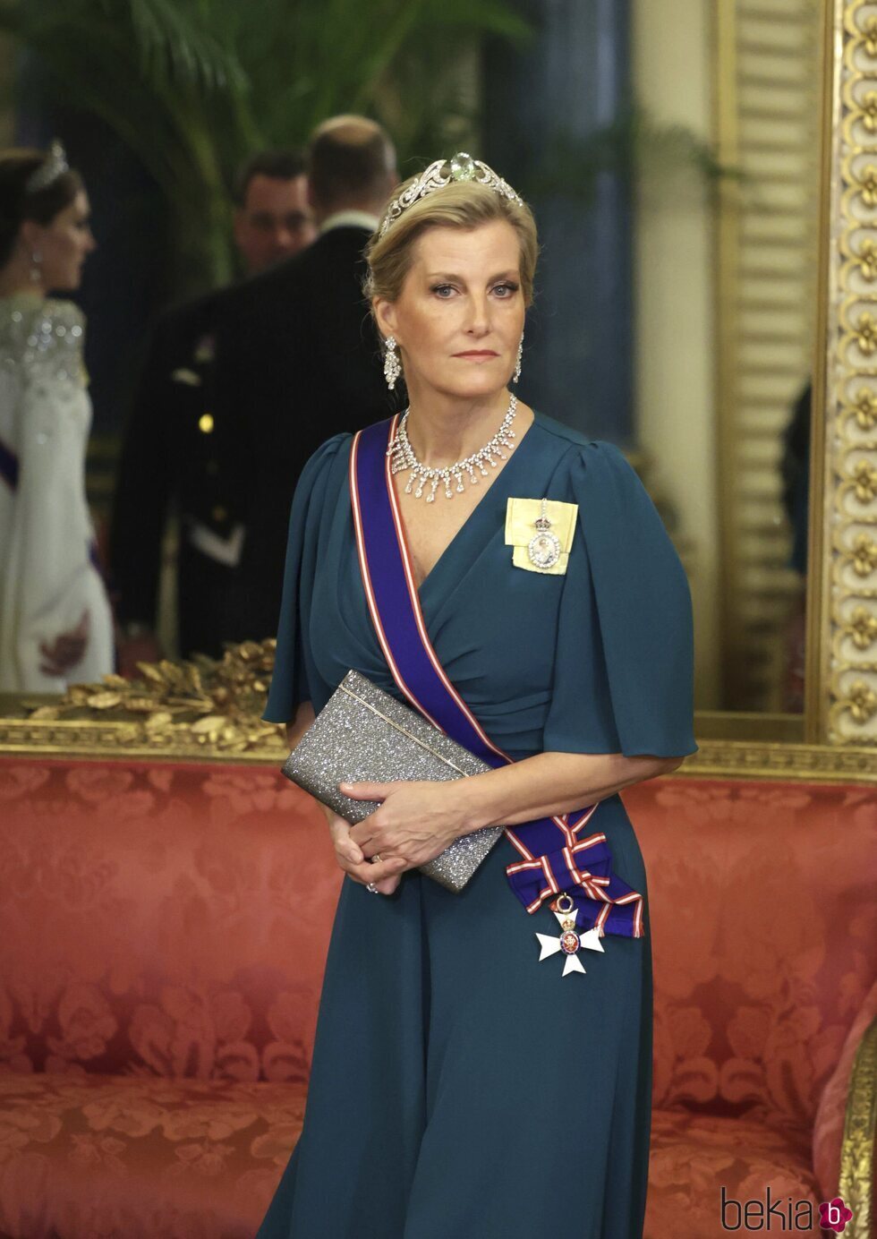 Sophie de Wessex con la Tiara de Aguamarina y Diamantes en la cena de Estado al Presidente de Sudáfrica