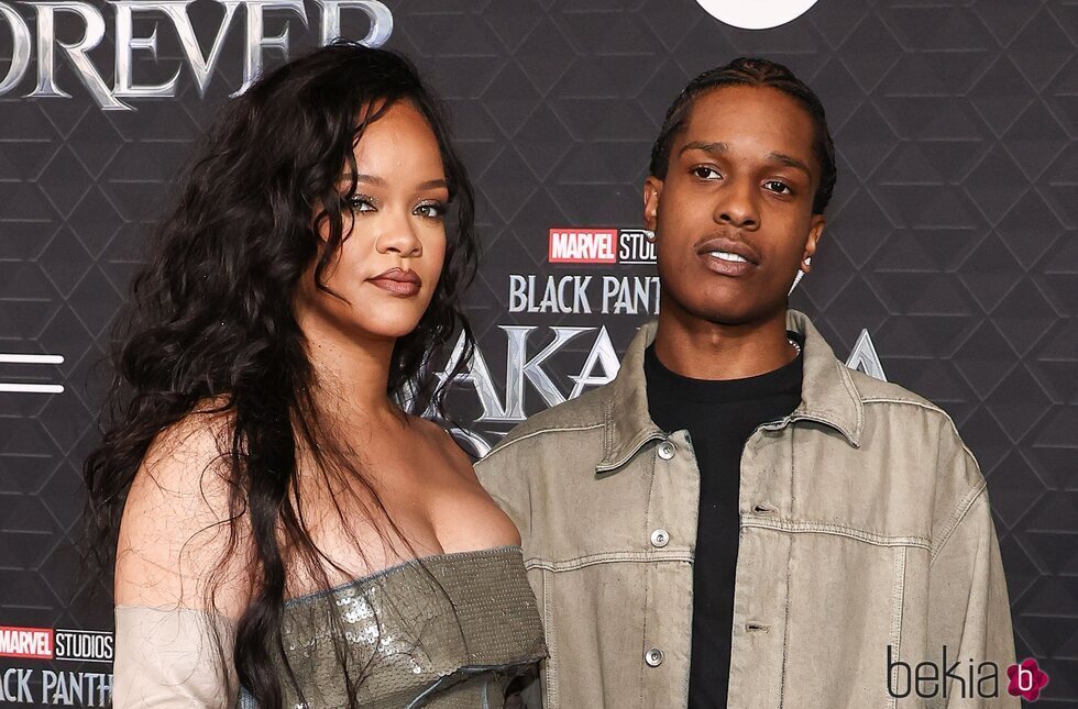 Rihanna y A$AP Rocky en la presentación de 'Black Panther: Wakanda Forever'