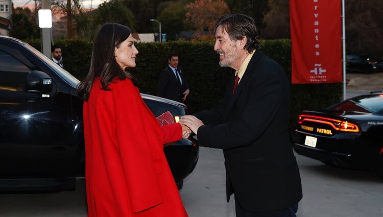 La Reina Letizia y Luis García Montero en la reunión sobre el español en la sede del Cervantes en Los Angeles