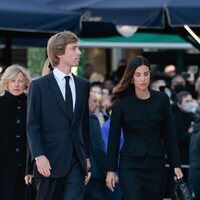 Chantal Hochuli, Christian de Hannover y Sassa de Osma en el funeral de Constantino de Grecia
