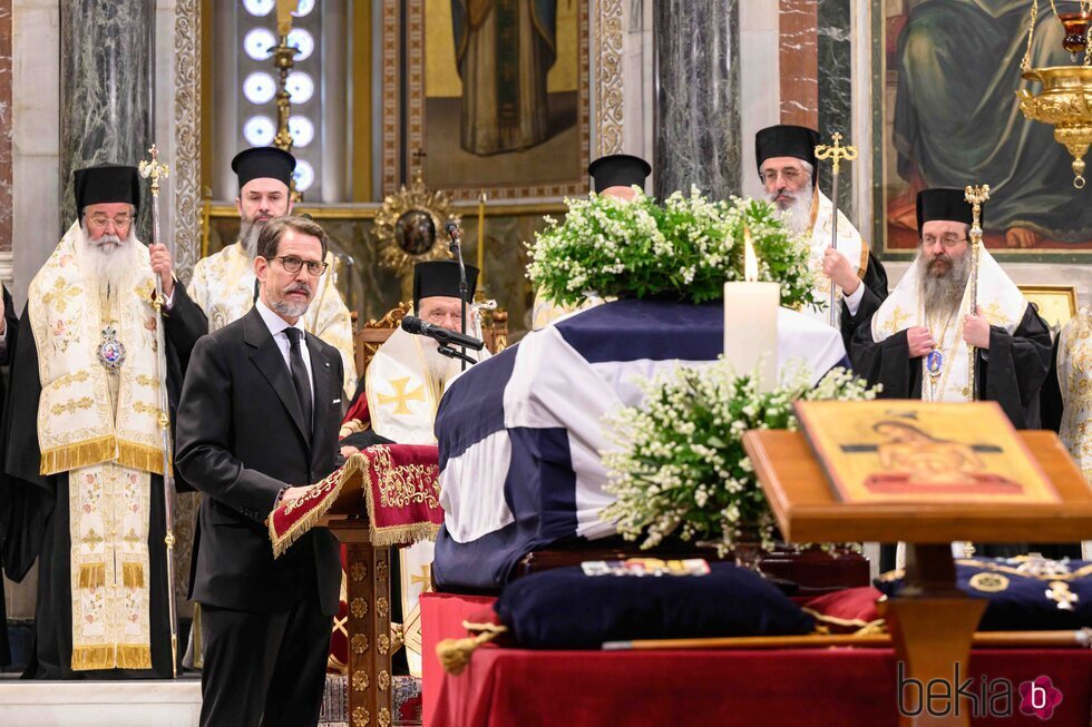 Pablo de Grecia en su discurso en el funeral de Constantino de Grecia