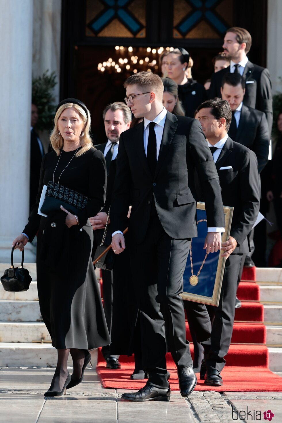 Marie Chantal de Grecia y Constantino Alexios de Grecia tras el funeral de Constantino de Grecia